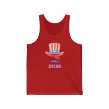 Load image into Gallery viewer, THE RED WHITE AND BYOB Jersey Tank
