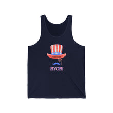 Load image into Gallery viewer, THE RED WHITE AND BYOB Jersey Tank
